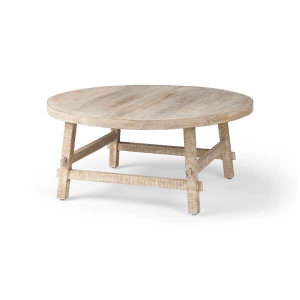 Round Whitewash Wood Modern Farmhouse Coffee Table Kirklands Home