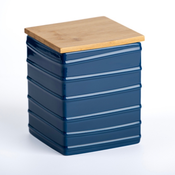 Blue Glazed Striped Ceramic Canister Kirklands Home