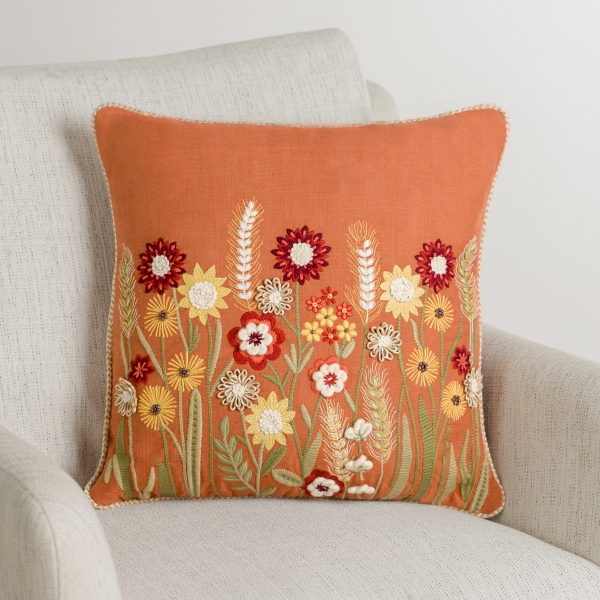 Floral embroidered throw pillows best sale