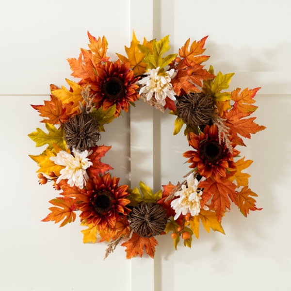 Sunflower and Rattan Pumpkin Wreath Kirklands Home