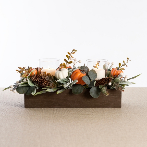Greenery and Pumpkin Candle Centerpiece Kirklands Home