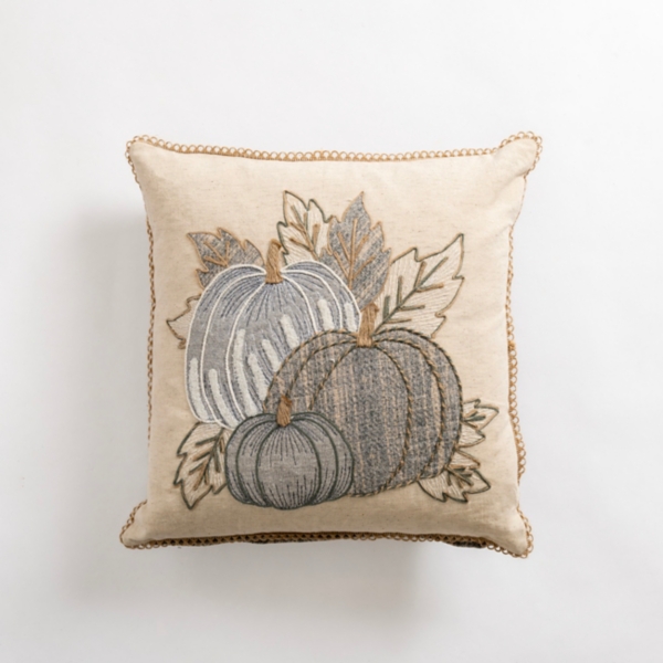 Stitched Pumpkin Halloween Throw Pillow, 18