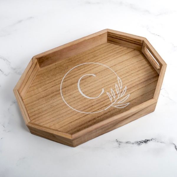 Natural Wood Monogram C Decorative Tray Kirklands Home