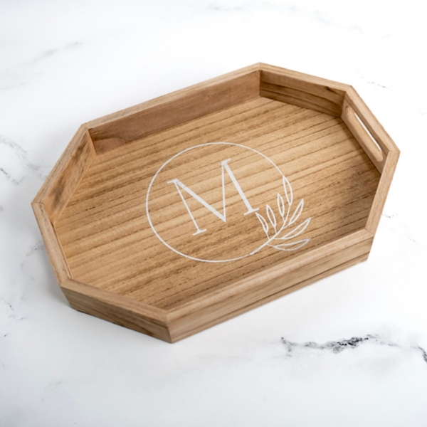 Natural Wood Monogram M Decorative Tray Kirklands Home