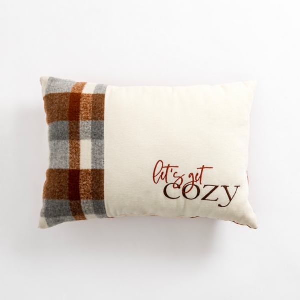 Let s Get Cozy Plaid Lumbar Pillow