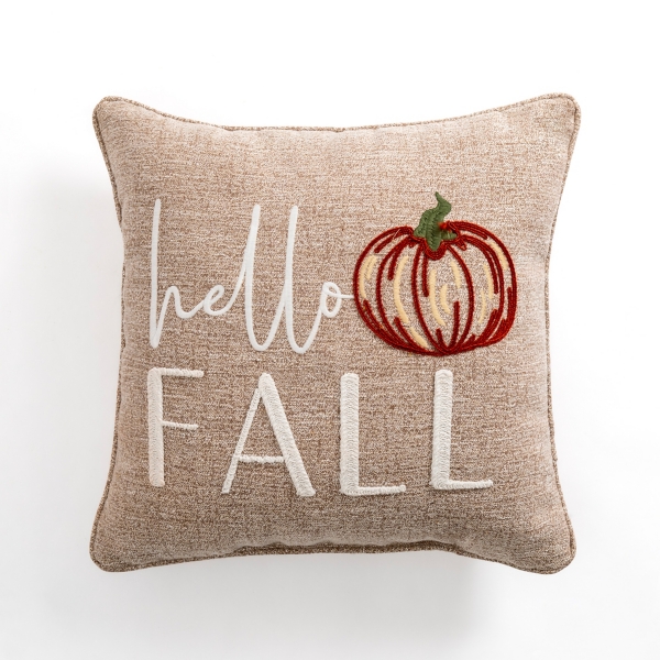 Hello Fall Pumpkin Embroidered Pillow Kirklands Home