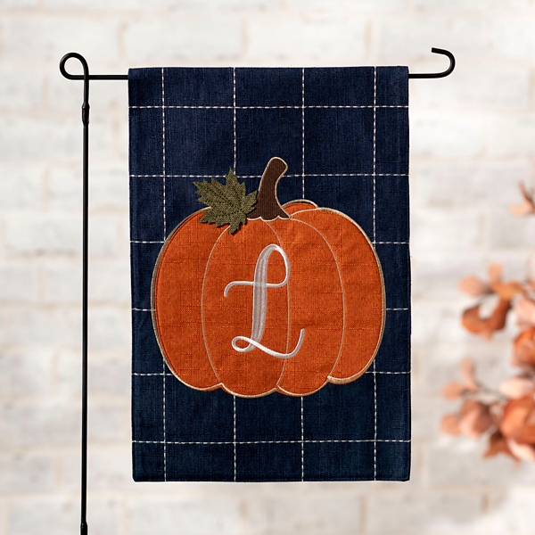 Navy Monogram L Pumpkin Outdoor Flag Kirklands Home