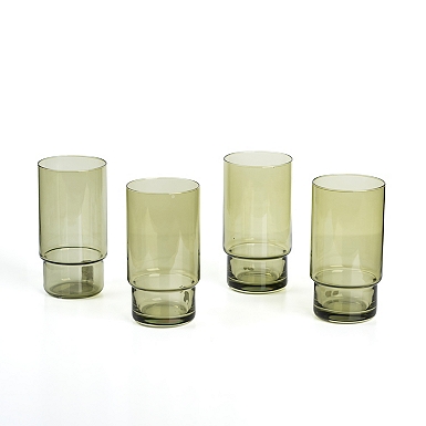 Wheat Stackable Tall Glass Tumblers, Set of 4