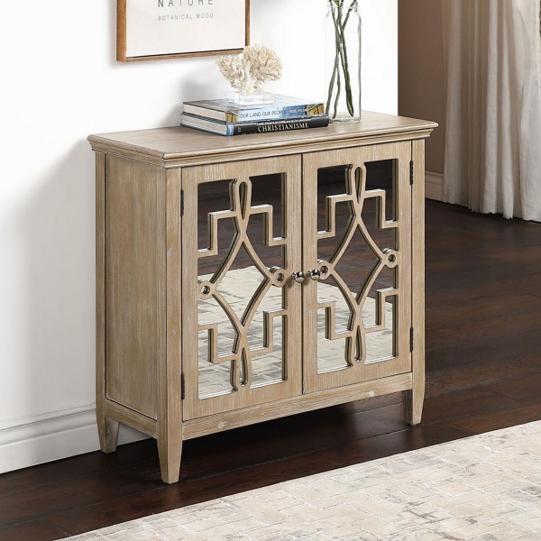 Brown Wood Mirrored Doors Cabinet | Kirklands Home