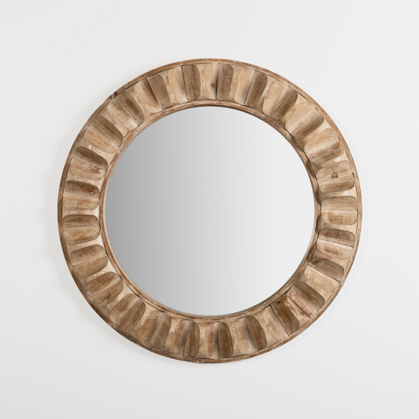 Round Natural Textured Wood Wall Mirror Kirklands Home