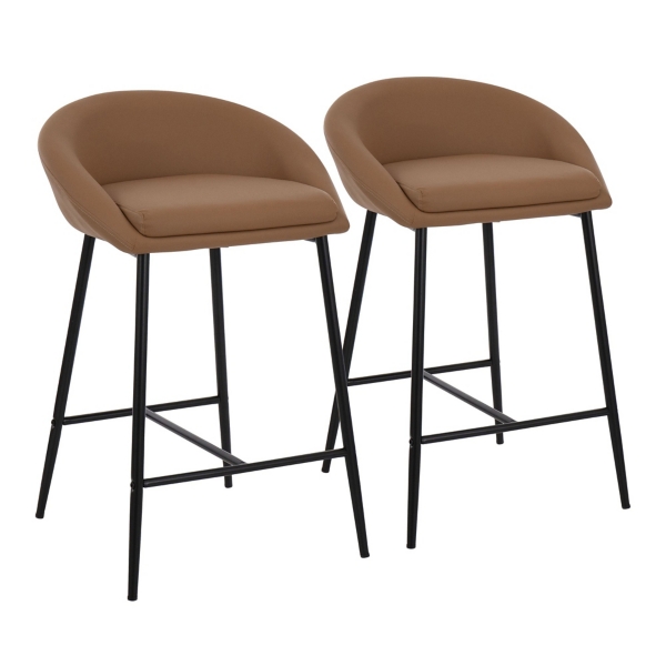 Brown Faux Leather Low Counter Stools, Set of 2 Kirklands Home