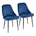 Blue Upholstered Metal Dining Chairs, Set of 2