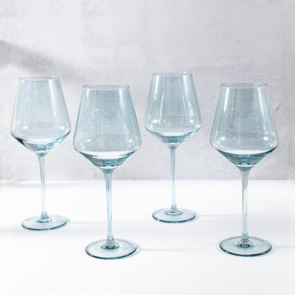 Blue Soft Angle Wine Glasses, Set of 4 Kirklands Home