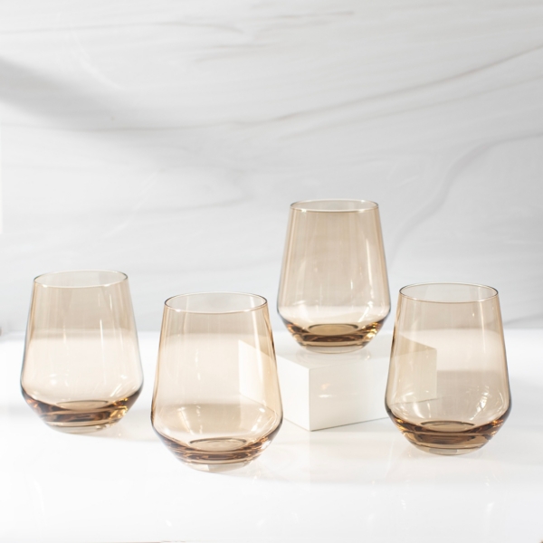 Slanted Red Wine Glasses, Set of 2, Gold, Glass, Kirkland's Home in 2023
