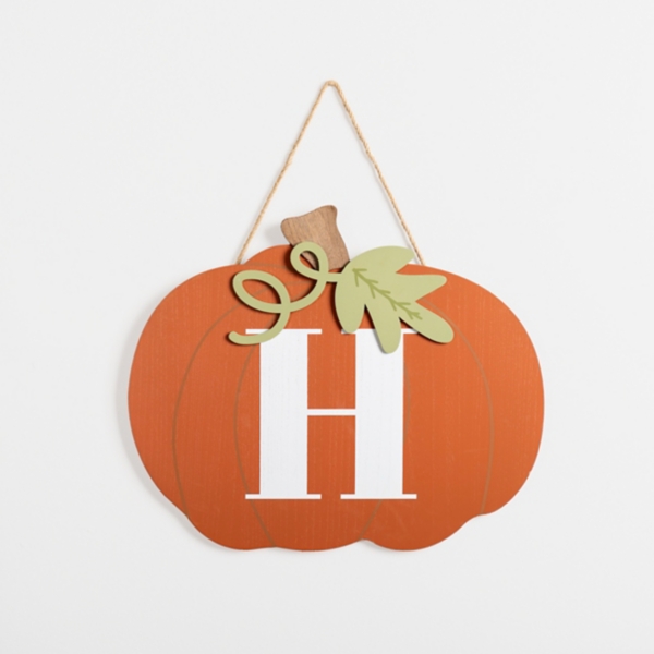 Orange Monogram H Pumpkin Wall Plaque | Kirklands Home