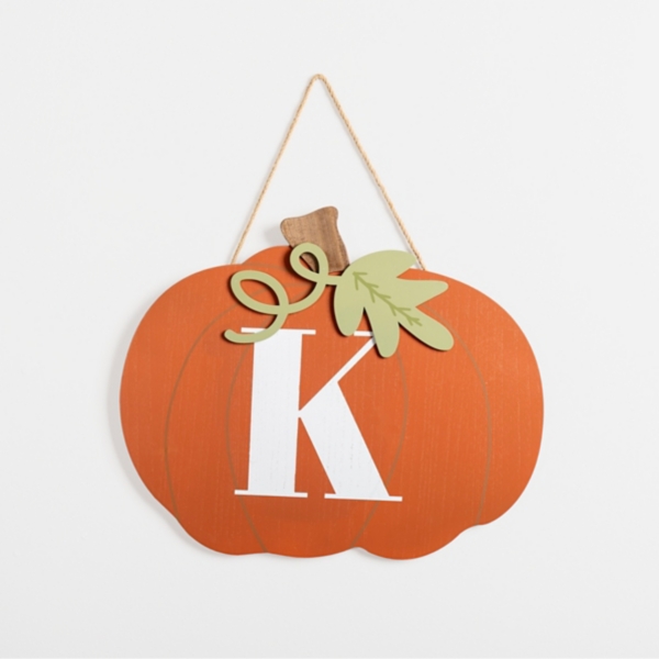 Orange Monogram K Pumpkin Wall Plaque | Kirklands Home