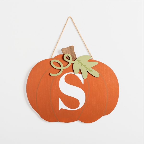 Orange Monogram S Pumpkin Wall Plaque | Kirklands Home