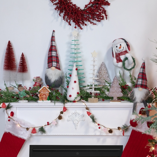 White Plush Cone Pom Pom Tabletop Tree