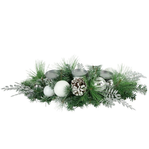 Green Pine and Ornament Candle Centerpiece | Kirklands Home