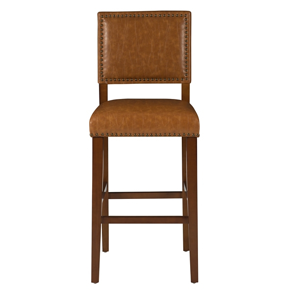 Brown Faux Leather Square Classic Bar Stool Kirklands Home   292352