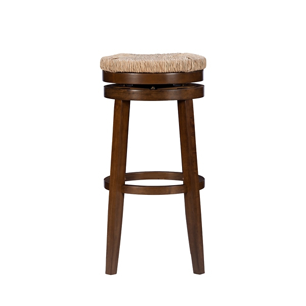 Dark Brown Seagrass Swivel Bar Stool
