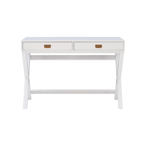 White Wood 2-Drawer X-Frame Desk