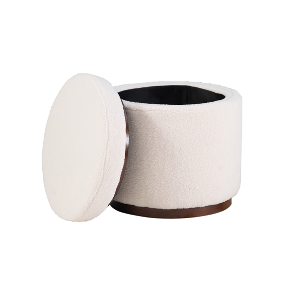 White Sherpa Upholstered Storage Ottoman