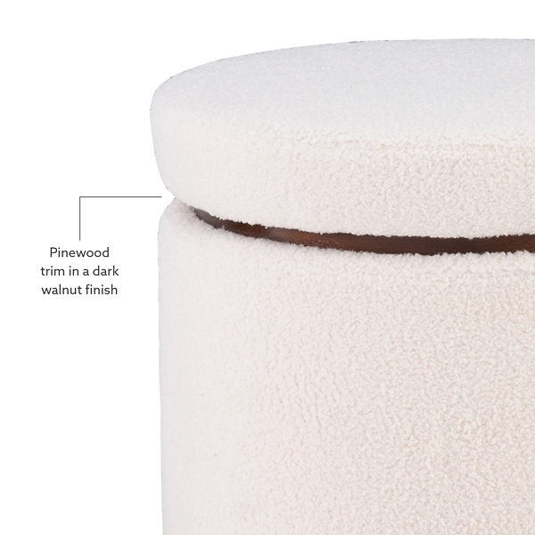 White Sherpa Upholstered Storage Ottoman