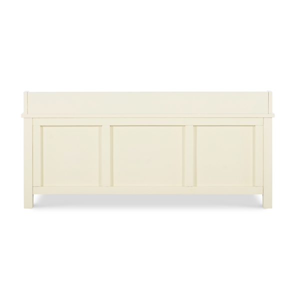 White Wood Upholstered Storage Bench