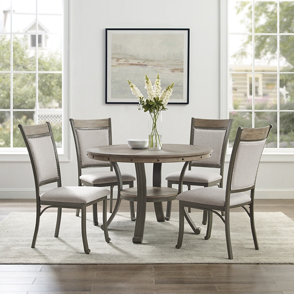 Gray Wood and Upholstered Chairs 5-pc. Dining Set