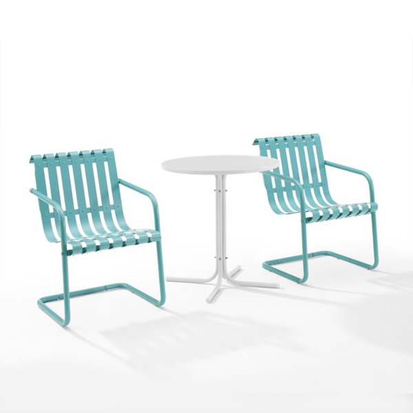 Turquoise and White Metal 3pc. Outdoor Bistro Set Kirklands Home