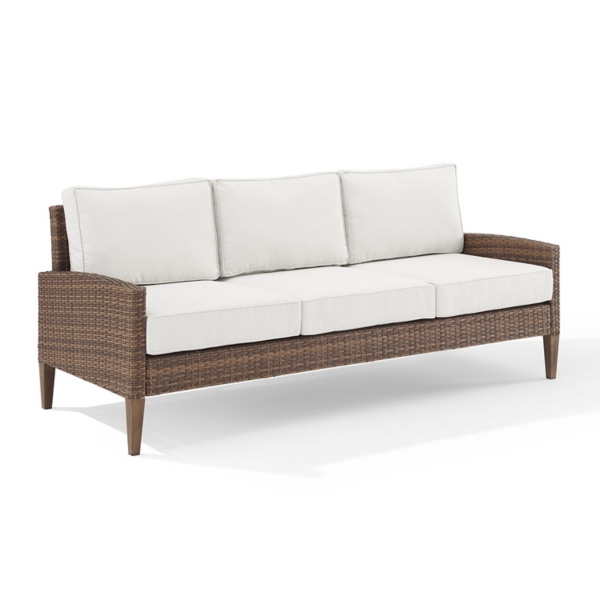 Ivory Cushion and Brown Wicker Outdoor Sofa Kirklands Home