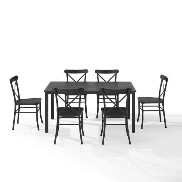 Black Steel Farmhouse 7-pc. Outdoor Dining Set