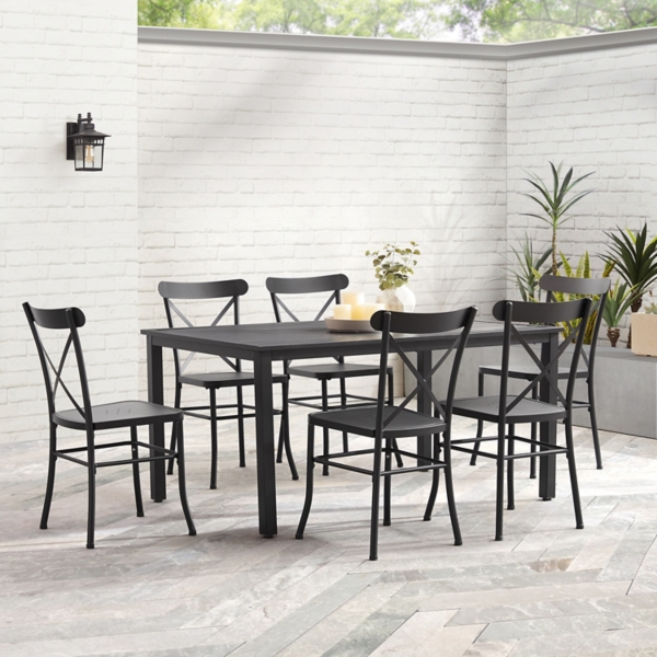 Black Steel Farmhouse 7-pc. Outdoor Dining Set