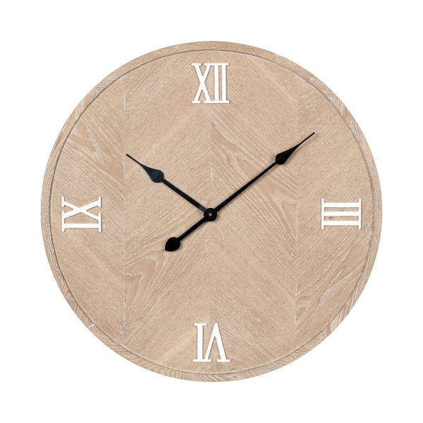 Wallace Whitewashed Wood Wall Clock Kirklands Home