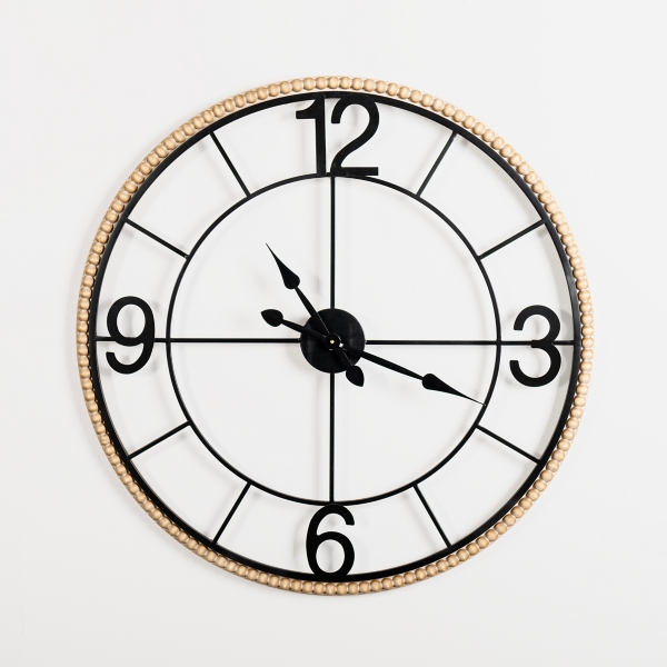 Beaded Wood and Metal Open Wall Clock Kirklands Home