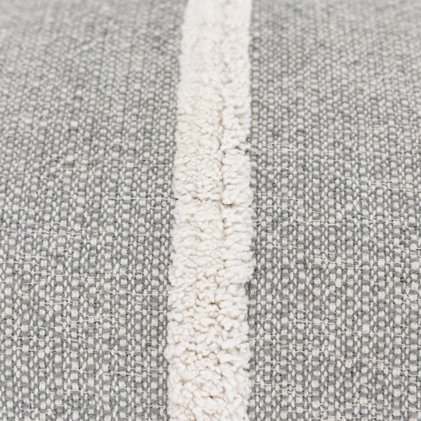 Gray and Ivory Artisanal Striped Lumbar Pillow