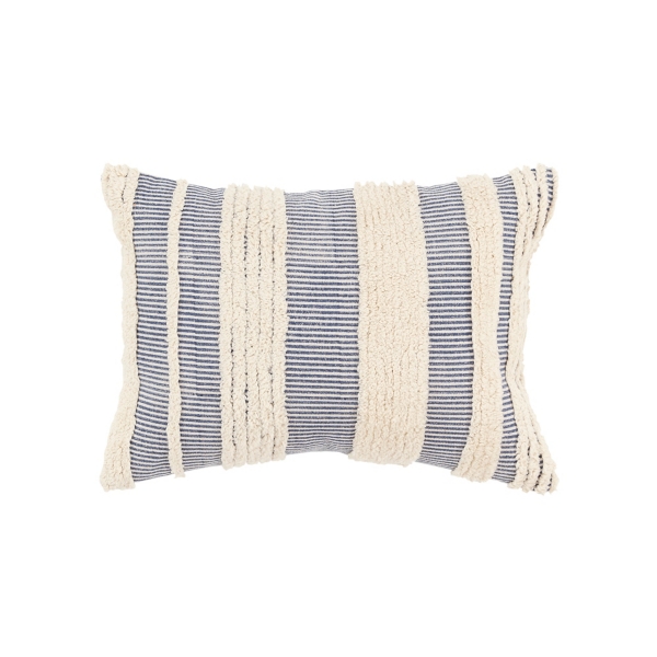 Navy and Natural Tufted Stripes Lumbar Pillow Kirklands Home