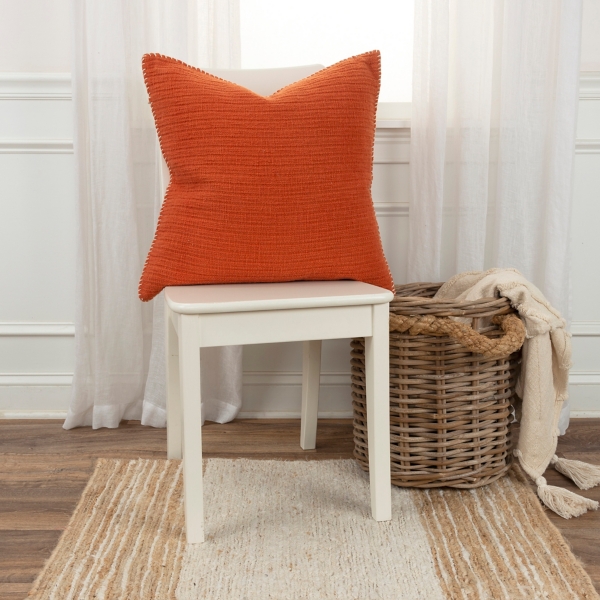 Dark Orange Subtle Striped Oversized Pillow