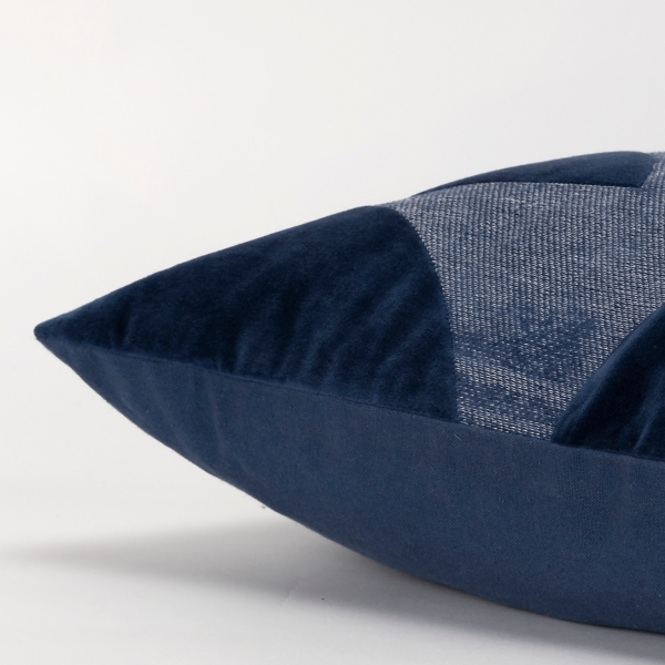 Velvet Navy Monochrome Shapes Throw Pillow