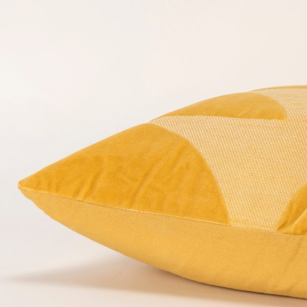 Velvet Yellow Monochrome Shapes Throw Pillow