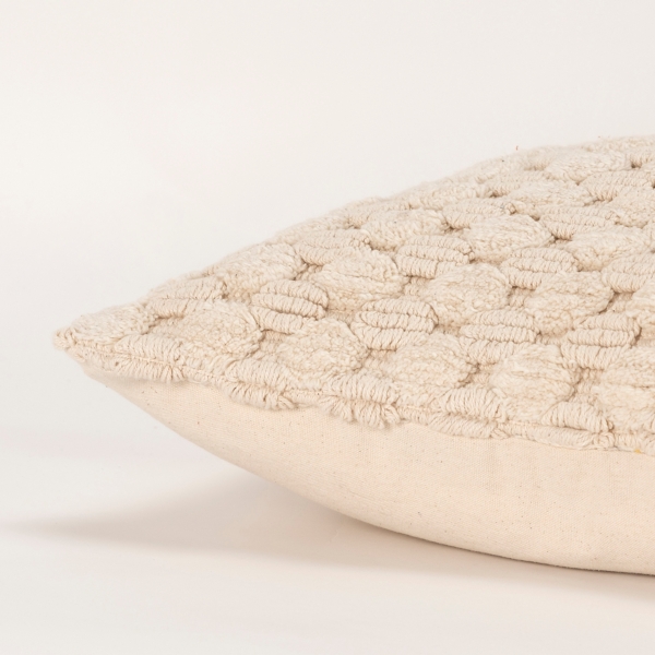 Ivory Looped Cotton Throw Pillow