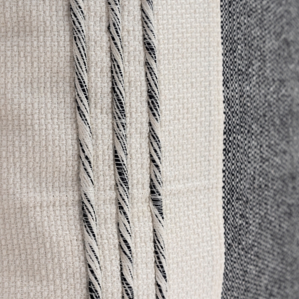 and White Block Loop Throw Pillow