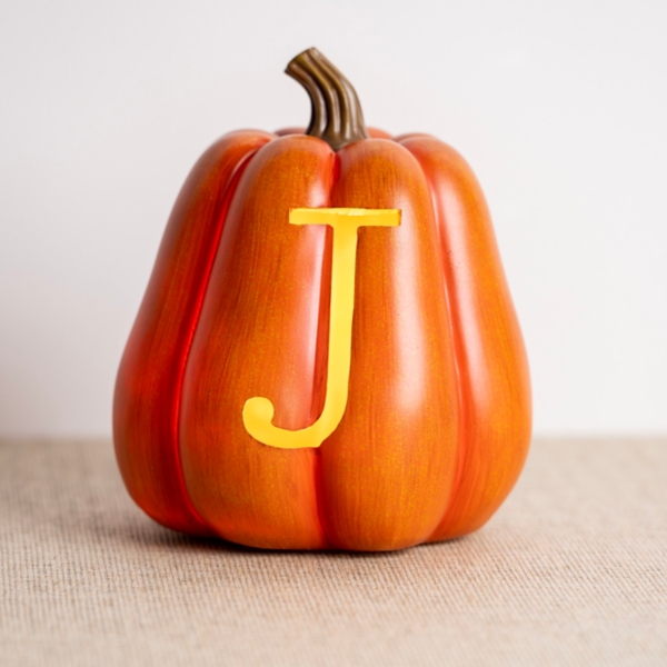 Pre-lit Orange Monogram J Pumpkin | Kirklands Home