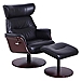 Black Faux Leather Accent Chair with Ottoman