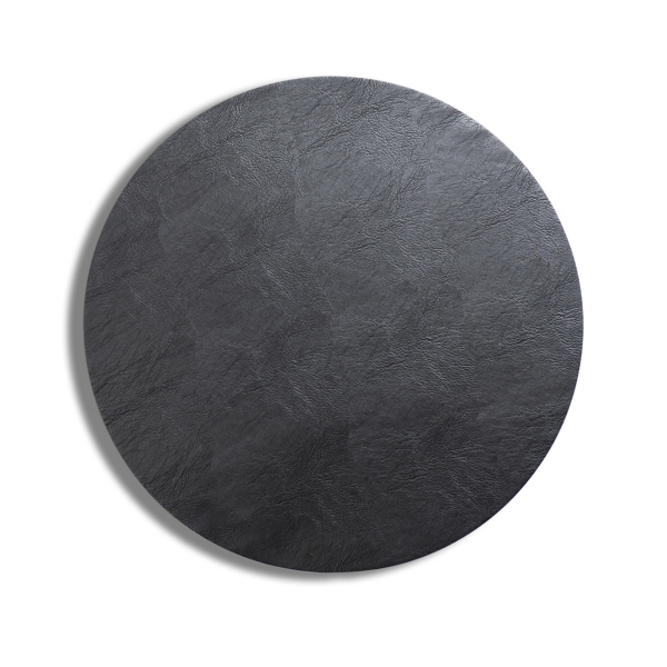 Black Faux Leather Round Placemat