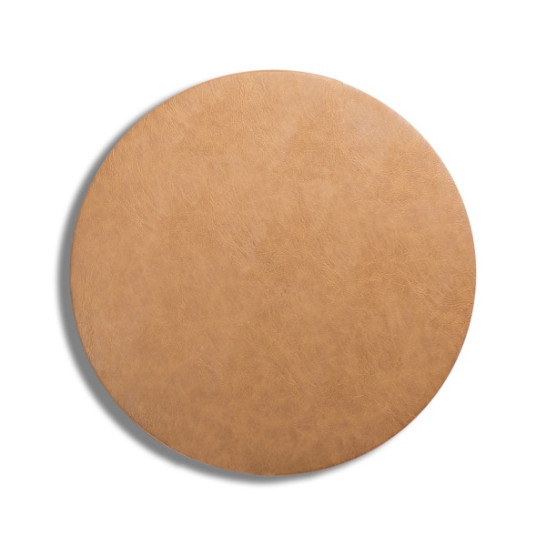 Tan Faux Leather Round Placemat