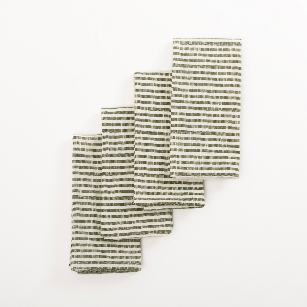 Green Pinstripe Cotton Napkins, Set of 4 | Kirklands Home