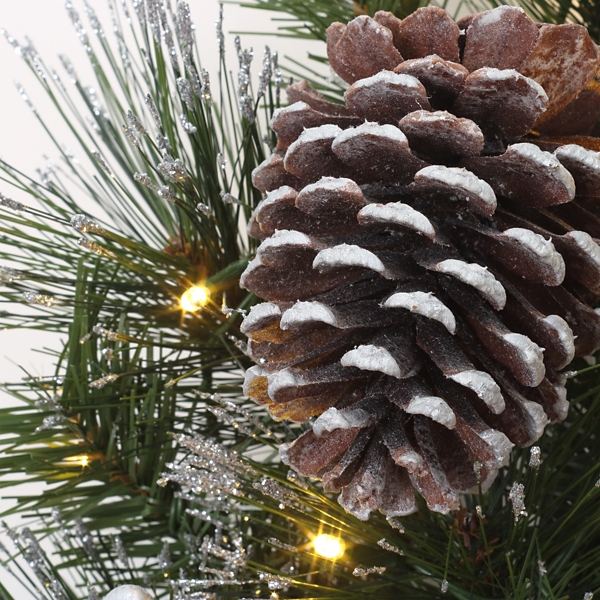 Pre-lit Frosted White Berry and Pinecone Wreath
