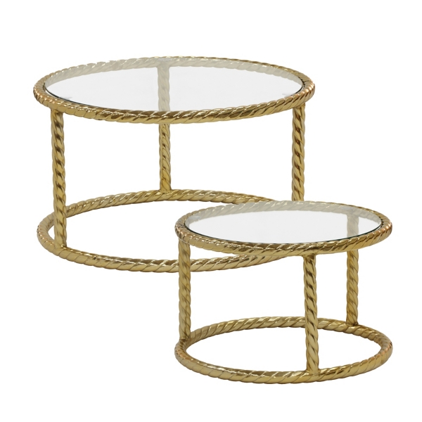 Round Gold Metal Rope Nesting Tables, Set of 2 Kirklands Home